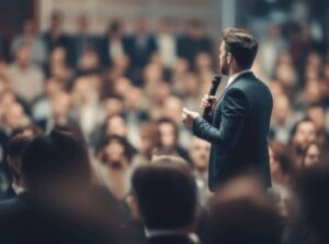 A keynote speaker for a corporate event brings…