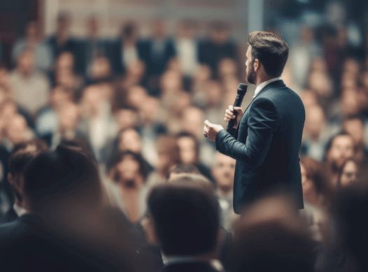 A keynote speaker for a corporate event brings…