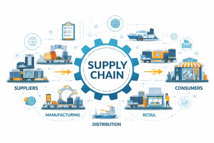 Supply chain management connects suppliers…