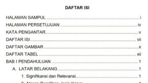 Daftar isi word