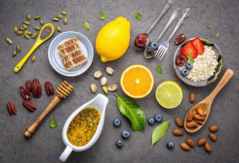 Imgi 120 healthy foods flat lay free photo